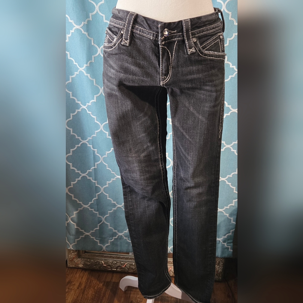 Rock Revival Black Boot Cut Jeans with Ornate Stitching - Picture 2 of 9